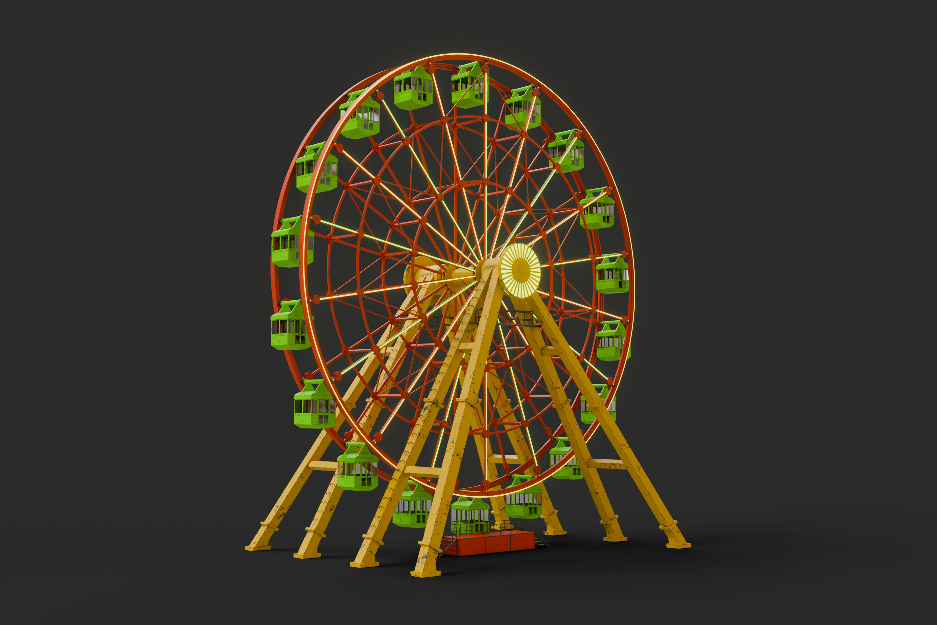Realistic Weathered Ferris Wheel 3D Model – Free Blender File